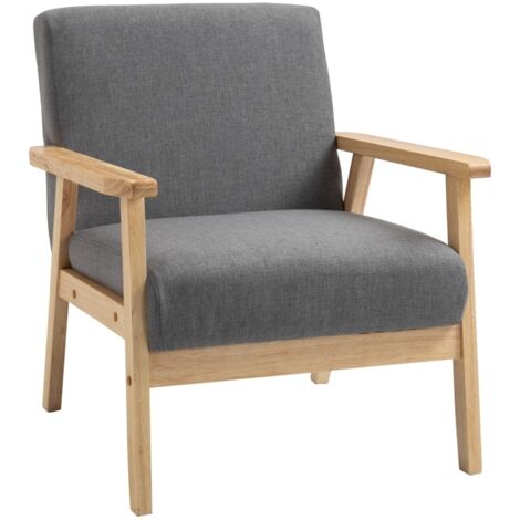 Minimalistic Wooden Frame Accent Chair, with Padded Seat (1/5)
