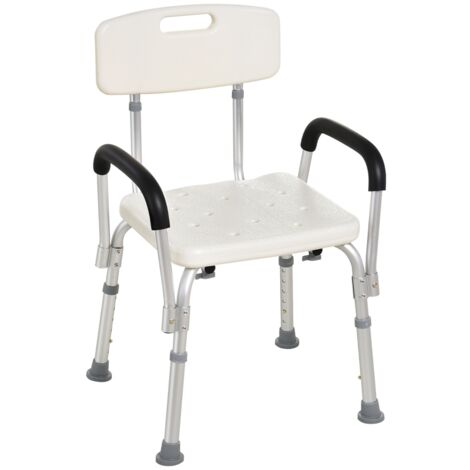 Adjustable Shower Chair, Shower Seat, Portable Medical Stool with Adjustable Back and Armrest for Mobility (1/5)