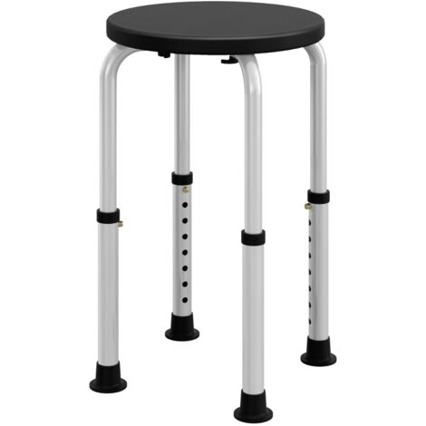Shower Chair, Height Adjustable Aluminium Shower Stool with Non-Slip Feet for Disabled, Elderly, Black (1/5)