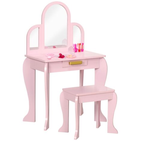 Kids Dressing Table Set, with Mirror and Drawer - Pink (1/5)