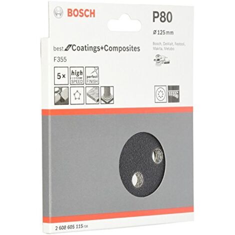 Bosch Accessories Best for Stone 2608605115 Carta abrasiva eccentrica a strappo, perforato Dimensione dei grani 80 (Ø)