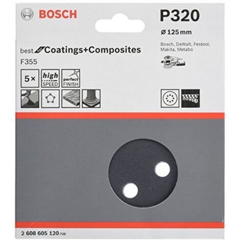 Bosch Accessories Best for Stone 2608605120 Carta abrasiva eccentrica a strappo, perforato Dimensione dei grani 320 (Ø)