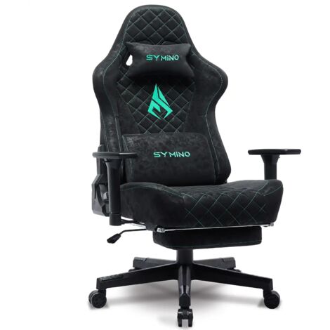Symino Chaise Gamer Ergonomique - Fauteuil de Bureau avec Repose-Pieds Télescopique, Support Lombaire et Hauteur Réglable - 200kg (Simili Cuir)