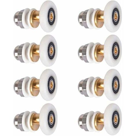 Rodillos para mampara de ducha, rodillos para puertas corredizas, poleas para puertas de cabina de ducha, rueda de repuesto para rodillo con diámetro de rueda de 27 mm, 8 piezas