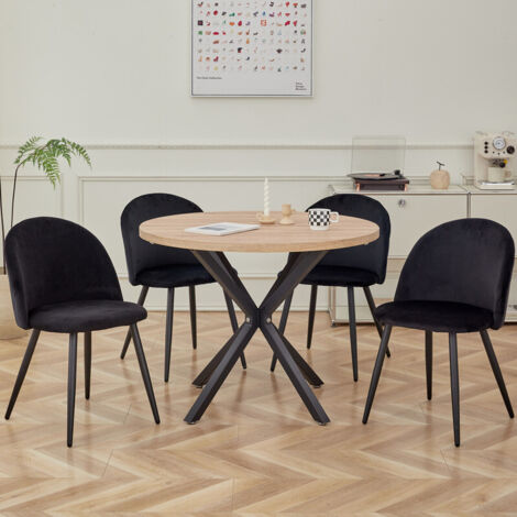 Wokaka Lot de 4 Chaise de salle à manger en velours Chaise de salon Coussins Doux en Velours Assise(noir)