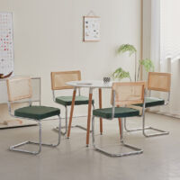 Wokaka Lot de 4 chaises de salle à Manger - Avec Siège Rembourré et Base en Métal Chromé - Velours Vert