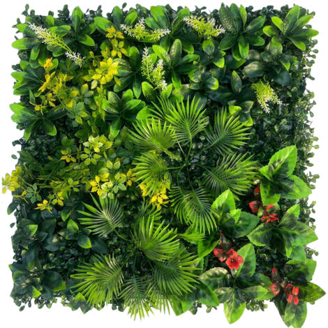 Paneles de seto artificial de 50 cm x 50 cm, pantallas protectoras y de privacidad para jardín, fondo de pared de césped artificial (1 pieza)