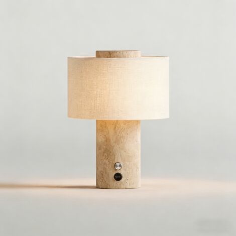 Lámpara de mesa inalámbrica regulable, lámpara de mesita de noche de piedra de lujo, lámpara de escritorio recargable, 3 temperaturas de color.
