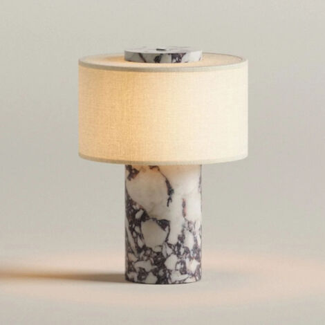 Lámpara de mesa inalámbrica regulable, lámpara de mesita de noche de mármol, lámpara de escritorio táctil recargable, 3 temperaturas de color.