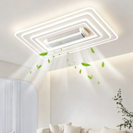 Ventilador de techo grande sin aspas con lámpara, Lámpara de techo LED de 180 W con ventilador y control remoto, 3 temperaturas de color, 105 x 65 cm