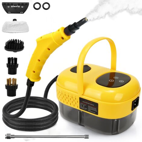 Limpiador a vapor de alta presión de 2500 W con cabezales de cepillo, tanque de agua de 1 L, 6 configuraciones de velocidad, para limpieza del hogar
