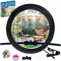 Kit de nebulización de baja presión de 8 m - Sistema de refrigeración exterior - Nebulización para jardín, patio e invernadero - Fácil instalación (hazlo tú mismo)
