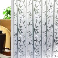 BOMCLAP 2 láminas adhesivas con estampado de hojas de bambú para ventanas, lámina decorativa sin pegamento, antiespía, 60 x 20 cm
