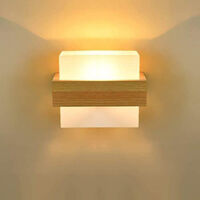Aplique de pared de madera natural y cristal, casquillo E27, moderno aplique empotrable, ideal para comedor y salón, aplique LED decorativo