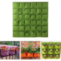 Decoración de pared con 36 plantas de bolsillo: elegante fieltro verde/gris, para sala, cocina y balcón.