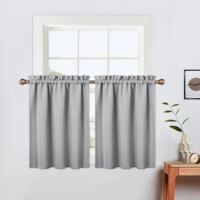 Persianas de cocina de 132 x 46 cm - Juego de 2 - Cortinas negras estilo bistró para ventanas pequeñas - Aislantes térmicamente