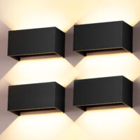 Paquete de 4 lámparas de pared LED de 24 W, luces de pared para uso en exteriores e interiores, haz ajustable, IP65, luz blanca cálida de 3000 K
