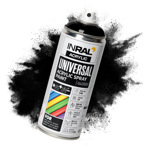 Acryllack-Spray INRAL RAL9005 Tiefschwarz matt – schnelltrocknend, langlebiger Schutz für Innen-/Außenbereich – 400 ml