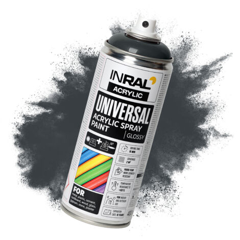Acryllack-Spray INRAL RAL7016 Anthrazitgrau glänzend – schnelltrocknend, langlebiger Schutz für Innen-/Außenbereich – 400 ml