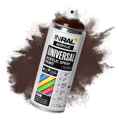 Acryllack-Spray INRAL RAL8017 Schokoladenbraun matt – schnelltrocknend, langlebiger Schutz für Innen-/Außenbereich – 400 ml
