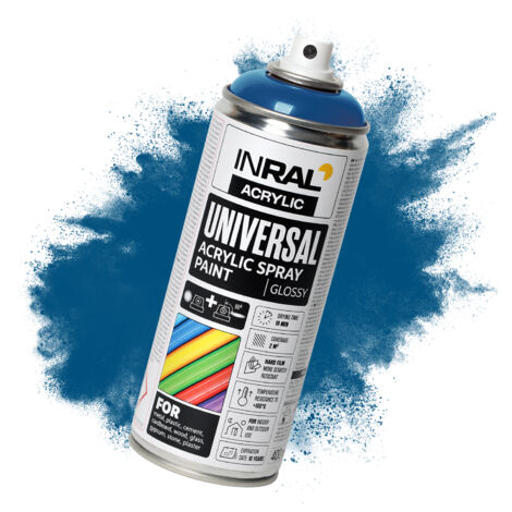 Acryllack-Spray INRAL RAL5010 Enzianblau glänzend – schnelltrocknend, langlebiger Schutz für Innen-/Außenbereich – 400 ml