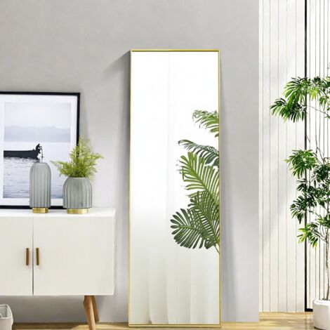 Eifson – Miroir sur pied 150x40 cm – Miroir de sol ou mural – Cadre en aluminium noir – Design moderne pour salon, chambre ou salle de bain