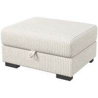 Repose pieds 87x69x45 cm, avec rangement, velours côtelé, mousse haute densité, pour salon et chambre - Beige