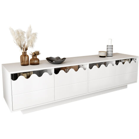 Meuble TV moderne à 4 portes au design ondulé – Solution de rangement élégante pour le salon, meuble multimédia et meuble TV, 170 × 40 × 45 (1/5)