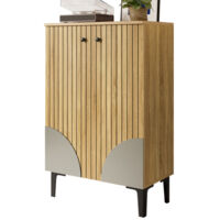 Armoire à chaussures moderne en bois avec portes – Rangement pour chaussures peu encombrant avec étagères, espace de rangement et structure en PVC noir, design élégant pour le couloir, le salon et les