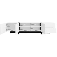 Meuble TV de 190 cm avec 3 portes et 2 tiroirs,rangements modulables, meuble de salon