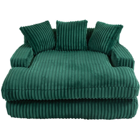Canapé Luxurious Indoor Chaise Lounge Chair confortable Corduroy Emeraude 125x155x63cm ZIPSOFA