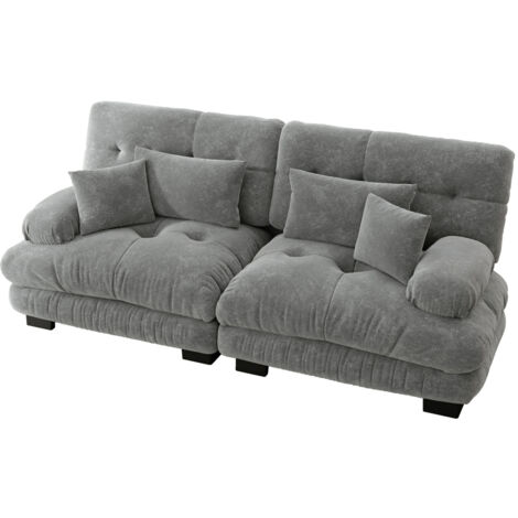 Canapé Cloud Corner pour Salon Chenille Gris 220.00 x 77.00 x 81.00 cm ZIPSOFA (1/5)