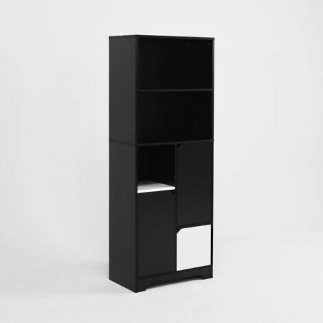 PLACARD polyvalent avec rangement open bookshelf Particle Board Noir 60.00 cm x 35.00 cm x 160.00 cm (1/5)