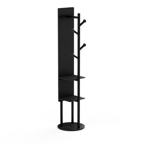 portemanteau miroir rotatif 360° Particle Board Steel Noir 40.00x40.00x174.00