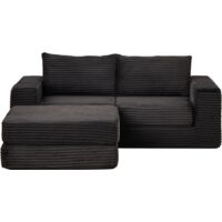 Canapé Cord Two-in-One Sofa Bed Polyvalent Modulaire Corduroy Noir ZIPSOFA Canapé