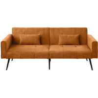 Canapé Best Choice Products Upholstered Futon Sofa Bed Sleeper Fabric Jaune 175.00x71.00x71.00 ZIPSOFA