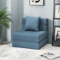 Convertible Slipper Chair Sofa Bed Deep Blue, 1-Seater Armchair with 1 Removable Cushion