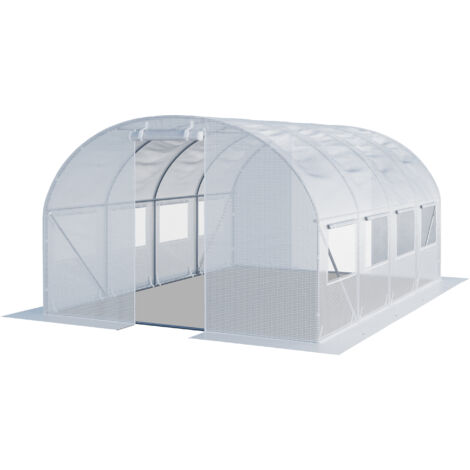 TOOLPORT Polytunnel Greenhouse Grow Tunnel 3x4m resistant with windows - PE Cover 180g/m² white transparent