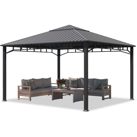 TOOLPORT Hardtop Garden Gazebo 4x4 m with Steel Roof and Aluminium Frame (1/5)