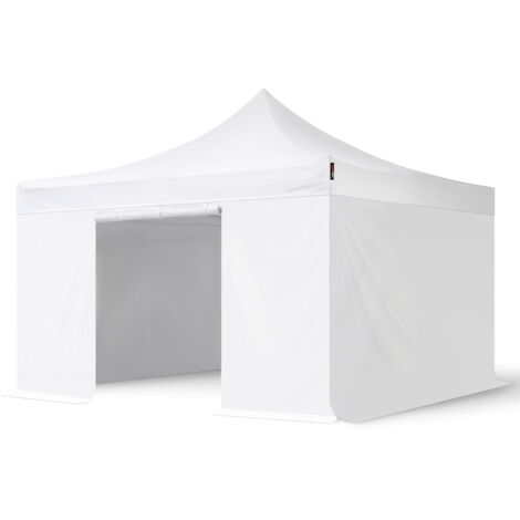 Gazebo Pieghevole TOOLPORT 4x4m Professional - Telaio In Alluminio 40mm, Tetto PES 800 Impermeabile, Blu Scuro