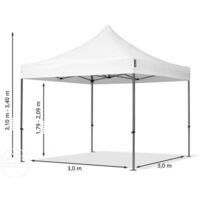 TOOLPORT PopUp Gazebo Party Tent 3x3m - without side panels PREMIUM 100% waterproof roof marquee cream