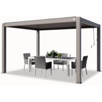 PRIMEYARD Pergola 3x4 m aluminium posts with louvered aluminium roof grey canopy