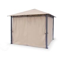 TOOLPORT Garden pavilion 3x3 m waterproof PREMIUM pavilion with 4 side-panels/curtains garden tent approx. 220g/m² roof tarpaulin in beige party tent - champagne colours