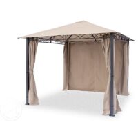 TOOLPORT Garden pavilion 3x3 m waterproof PREMIUM pavilion with 4 side-panels/curtains garden tent approx. 220g/m² roof tarpaulin in taupe party tent - cappuccino