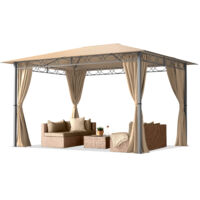 TOOLPORT Garden pavilion 3x4 m waterproof PREMIUM pavilion with 4 side-panels/curtains garden tent approx. 220g/m² roof tarpaulin in taupe party tent