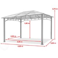 TOOLPORT Garden pavilion 3x4 m aluminium polycarbonate roof poles approx. 8 mm pavilion garden tent 4 sides champagne