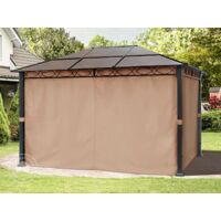 TOOLPORT Garden pavilion 3x4 m waterproof ALU DELUXE gazebo with 4 sides Party tent in brown translucent PC roof - cappuccino