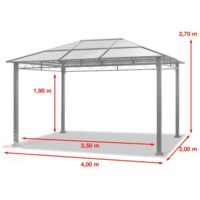 TOOLPORT Garden pavilion 3x4 m waterproof ALU DELUXE gazebo with 4 sides Party tent in brown translucent PC roof - cappuccino