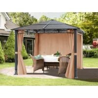 TOOLPORT Garden pavilion 3x3 m waterproof ALU DELUXE gazebo with 4 sides Party tent in brown translucent PC roof - cappuccino