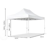 3x4.5m Pop Up Gazebo ECONOMY Steel 30 mm, incl. Sidewalls with Panorama Windows, cream High Performance Polyester approx. 300g/m²
